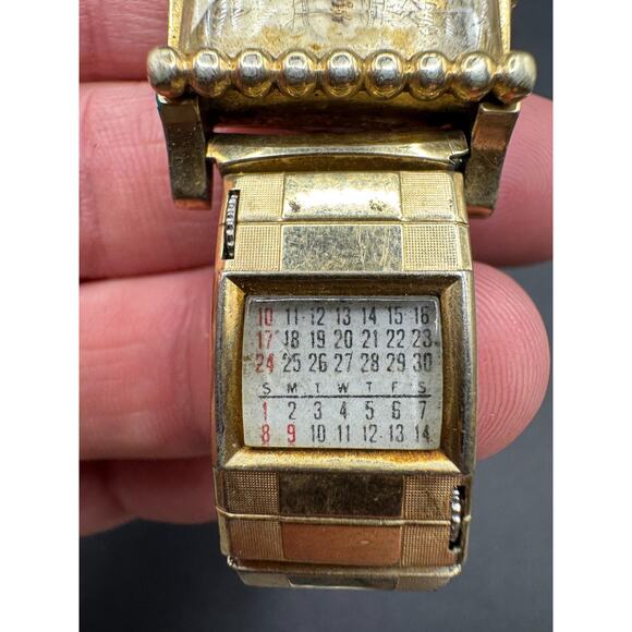 Vintage Gruen Veri-Thin Precision With Calendar Stretch Band 20mm 10k GF main image 8